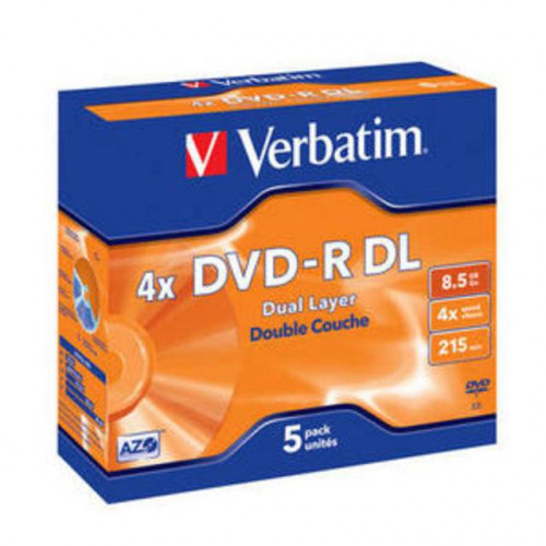 Диск DVD-R Verbatim 8.5 Gb, 4x, Jewel Case (5), Double Layer (5/100)