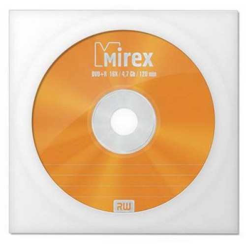 Диск DVD+R Mirex 4.7 Gb, 16x, Бум.конверт (1), (1/600)