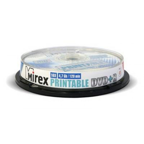 Диск DVD+R Mirex 4.7 Gb, 16x, Cake Box (10), Ink Printable (10/300)