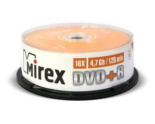 Диск DVD+R Mirex 4.7 Gb, 16x, Cake Box (25), (25/300)