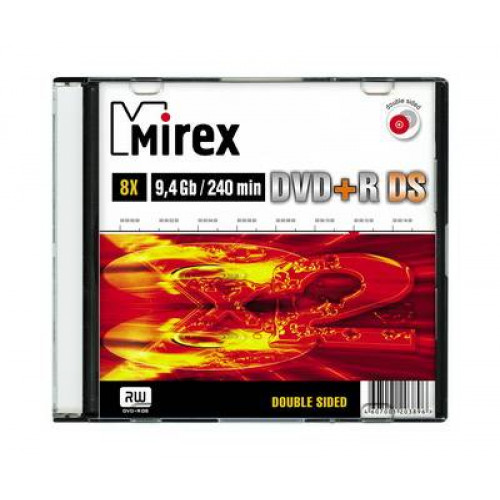 Диск DVD+R Mirex 9.4 Gb, 8x, Slim Case (1), Double Side (1/50)
