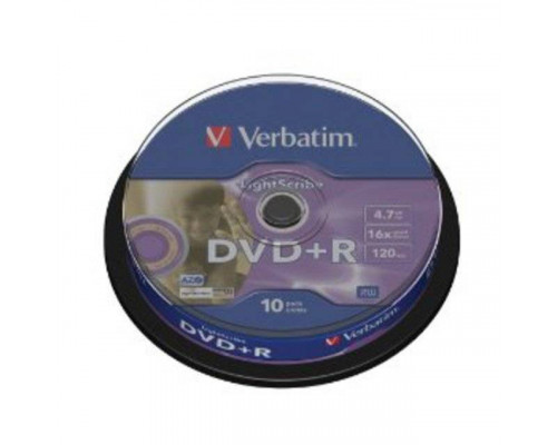 Диск DVD+R Verbatim 4.7 Gb, 16x, Cake Box (10), LightScribe (10/200).