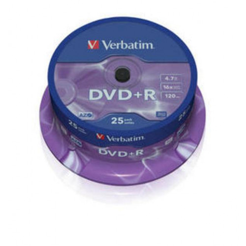 Диск DVD+R Verbatim 4.7 Gb, 16x, Cake Box (25), (25/200)