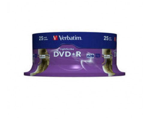 Диск DVD+R Verbatim 4.7 Gb, 16x, Cake Box (25), LightScribe (25/200).