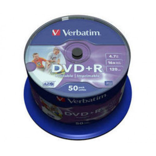 Диск DVD+R Verbatim 4.7 Gb, 16x, Cake Box (50), Printable (ID) (50/200).