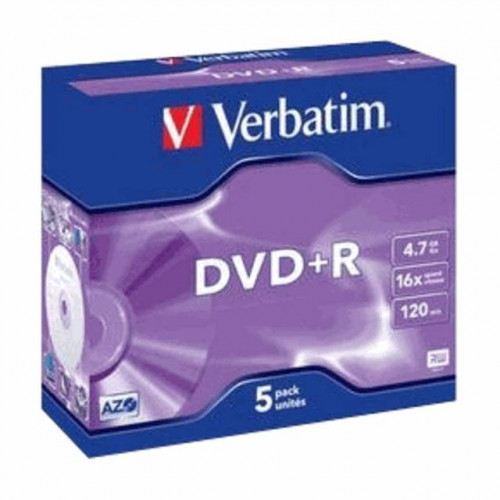 Диск DVD+R Verbatim 4.7 Gb, 16x, Jewel Case (5), (5/100)