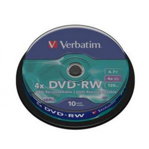 Диск DVD-RW Verbatim 4.7 Gb, 4x, Cake Box (10), (10/200)