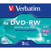 Диск DVD-RW Verbatim 4.7 Gb, 4x, Jewel Case (5), (5/100)