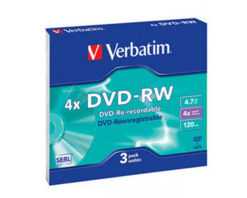 Диск DVD-RW Verbatim 4.7 Gb, 4x, Slim Case (3), (3/60)