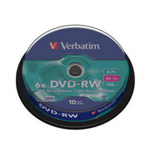 Диск DVD-RW Verbatim 4.7 Gb, 6x, Cake Box (10), (10/200).