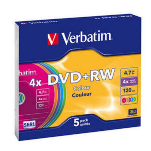 Диск DVD+RW Verbatim 4.7 Gb, 4x, Slim Case (5), Color (5/100)