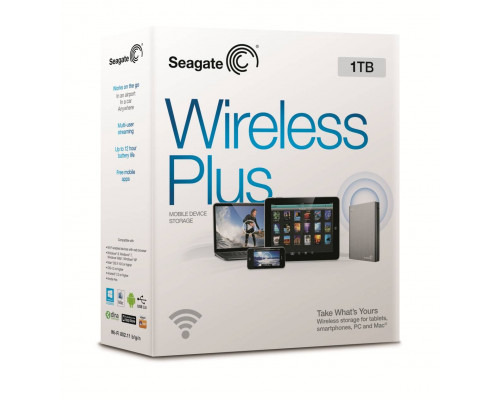 Внешний жесткий диск 1TB Seagate STCK1000200  Wireless Plus 2.5", USB 3.0, Wi-Fi Черный
