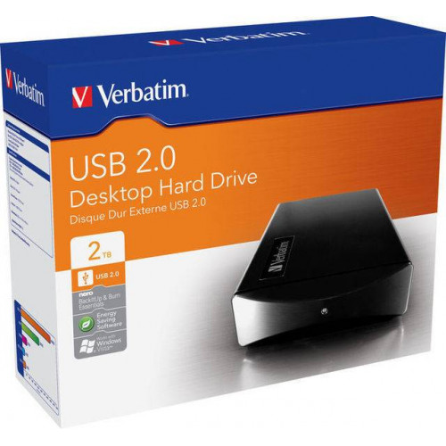 Внешний жесткий диск 2TB Verbatim, 3.5", USB 2.0, Черный