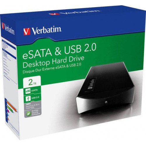 Внешний жесткий диск 2TB Verbatim Combo Drive, 3.5", USB 2.0, eSATA, Черный