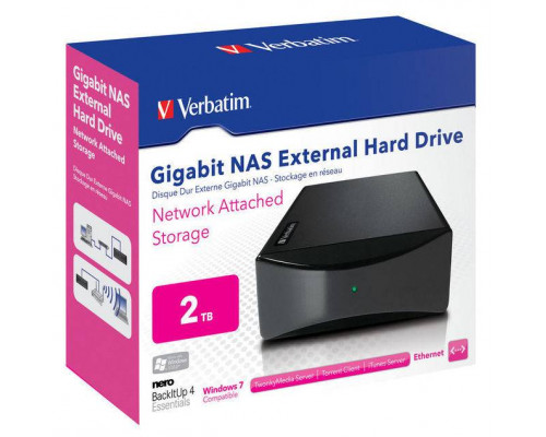 Внешний жесткий диск 2TB Verbatim Gigabit NAS, 3.5", USB 2.0, LAN, Черный