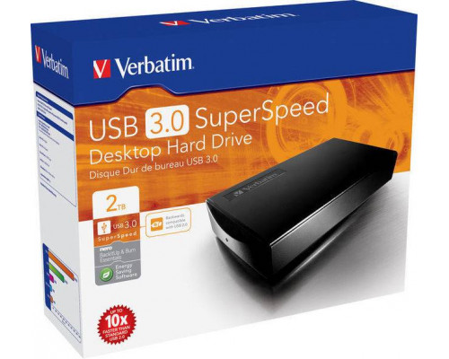 Внешний жесткий диск 2TB Verbatim Super Speed, 3.5", USB 3.0, Черный