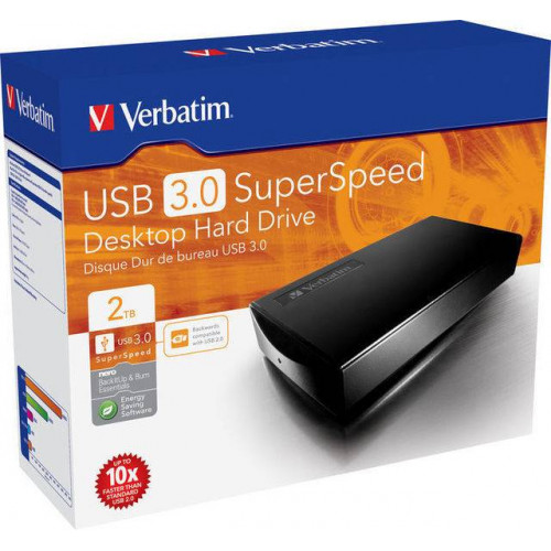 Внешний жесткий диск 2TB Verbatim Super Speed, 3.5", USB 3.0, Черный