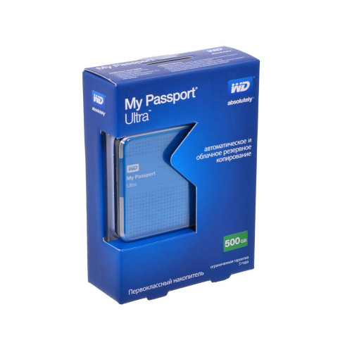 Внешний жесткий диск 500GB Western Digital Ultra My Passport, 2.5", USB 3.0, Синий