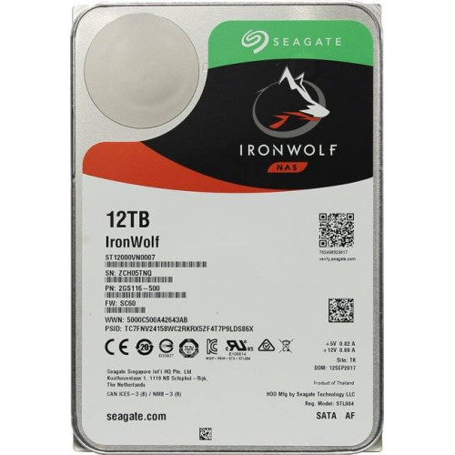 Жесткий диск 12 TB Seagate IronWolf ST12000VN0007 3,5", SATA3, 7200 RPM